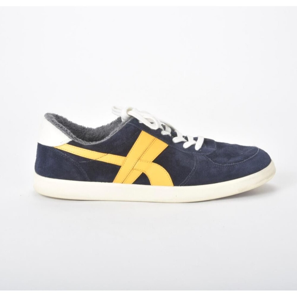 Tory Burch Mens Navy / Yellow Hank Court Low Profile Sneakers Mens Size 12